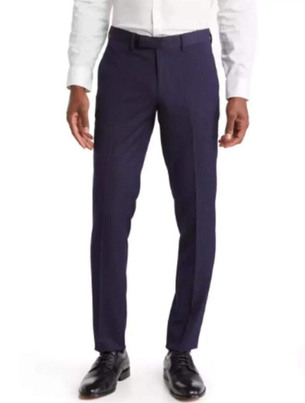 SOUL OF LONDON Men's Slim Fit Suit Dress Pants Size 40R Navy Blue Flat Front NWT